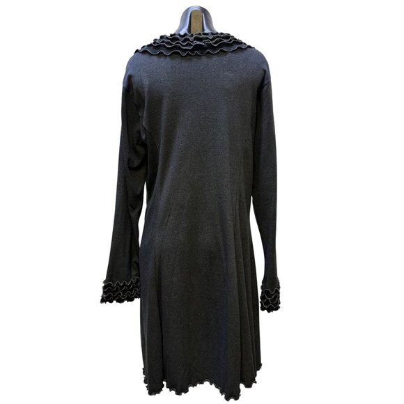 NWT Laura H Hlavac Gray Open Front Ruffled Edge Long Cardigan XL - Picture 2 of 7